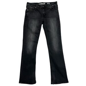 BKE Jeans Mens 34L Black Fulton Bootcut Denim Whiskered (Fits 34x34)